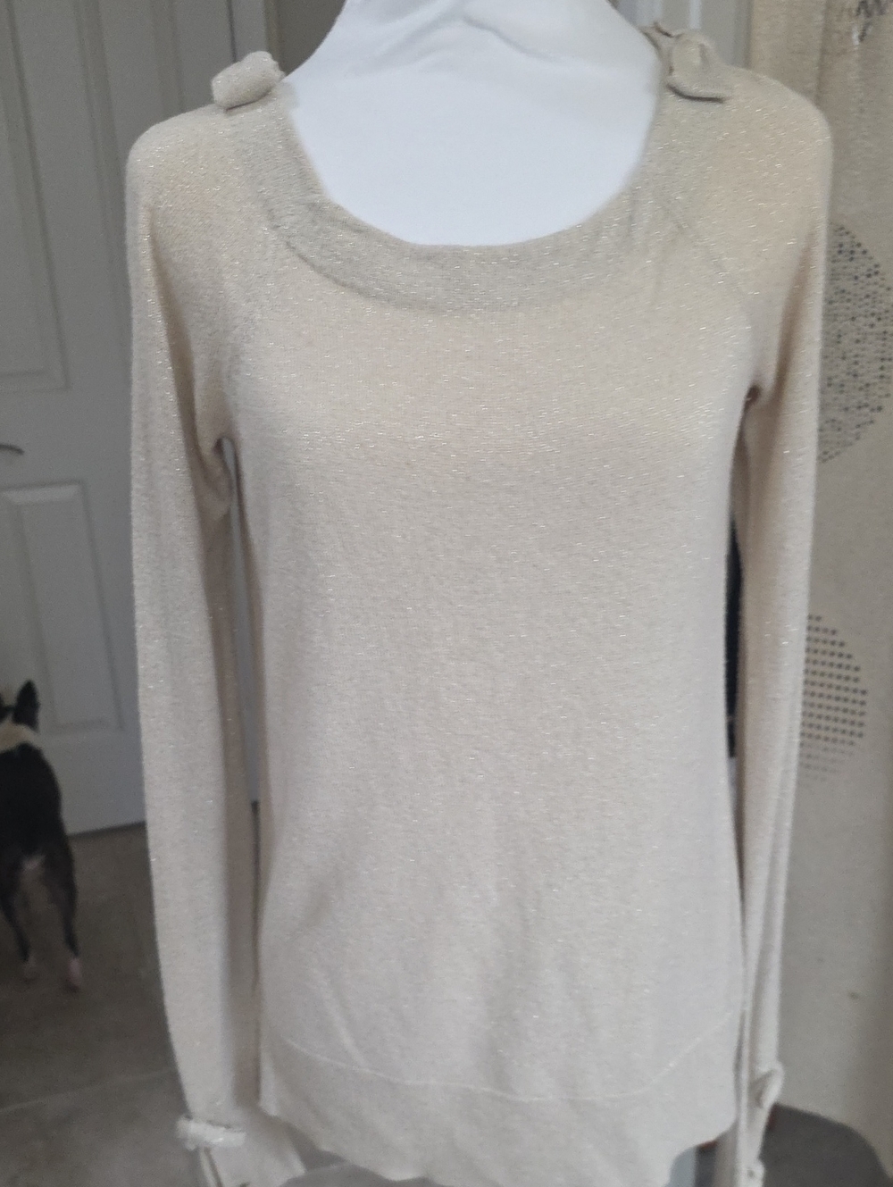 LC Lauren Conrad Sparkle Crewneck Sweater in Cream